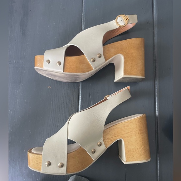 Tory Burch cream wooden platform sandals 7.5 - Picture 4 of 8